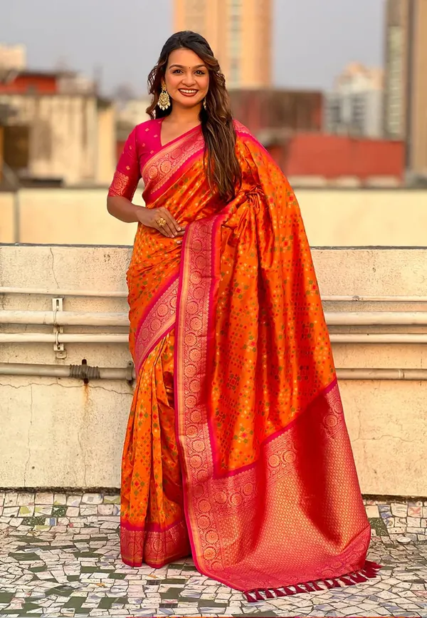 Banarasi_Soft_Silk_ORANGE-PINK_Premium-Fancy_Saree_With_Blouse_For_Women