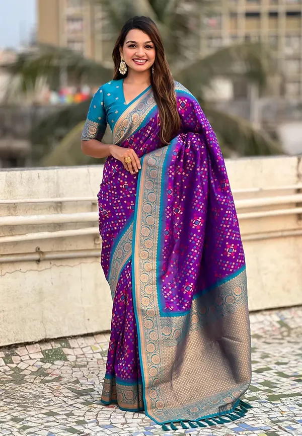 Banarasi_Soft_Silk_PURPLE-RAMA_Premium-Fancy_Saree_With_Blouse_For_Women