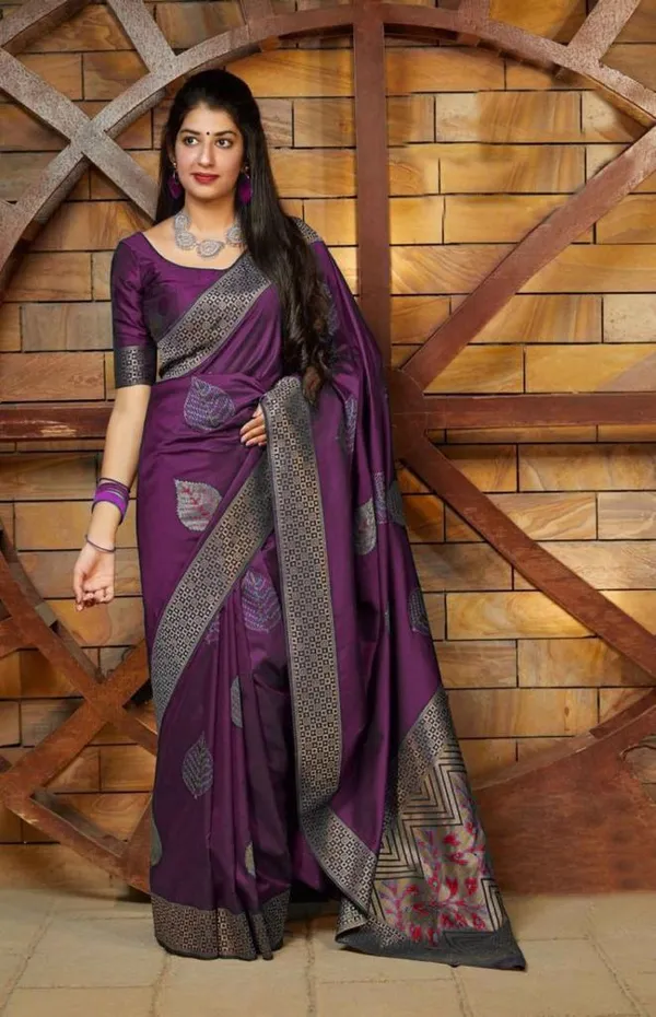 Banarasi_Soft_Silk_WINE_Premium-Fancy_Saree_With_Blouse_For_Women