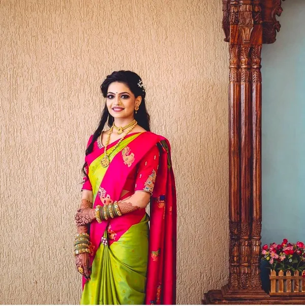 Banarasi_Soft_Silk_PARROT-GAJARI_Premium-Fancy_Saree_With_Blouse_For_Women