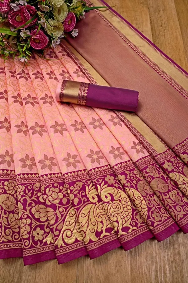 Banarasi_Soft_Silk_PEACH-WINE_Premium-Fancy_Saree_With_Blouse_For_Women