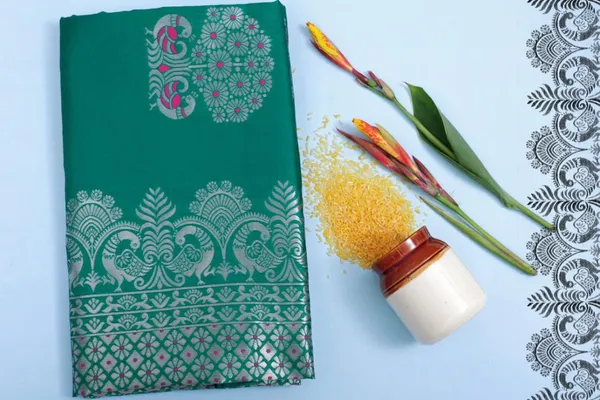 Pure_Soft_Litchi_Silk_RAMA_Premium-Fancy_Saree_With_Blouse_For_Women