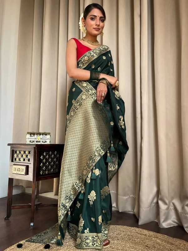 Banarasi_Soft_Silk_GREEN_Premium-Fancy_Saree_With_Blouse_For_Women