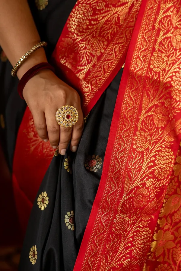 Banarasi_Soft_Silk_BLACK-RED_Premium-Fancy_Saree_With_Blouse_For_Women
