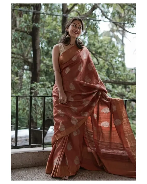 Pure_Soft_Cotton_COFFEE_Premium-Fancy_Saree_With_Blouse_For_Women