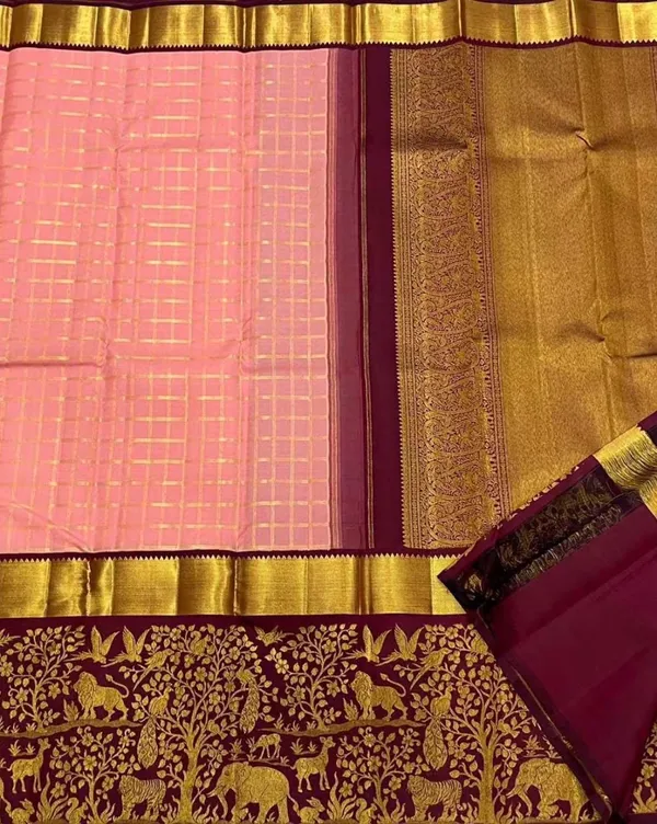 Banarasi_Soft_Silk_PEACH-MAROON_Premium-Fancy_Saree_With_Blouse_For_Women