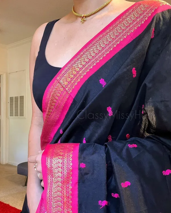 Banarasi_Soft_Silk_BLACK-PINK_Premium-Fancy_Saree_With_Blouse_For_Women