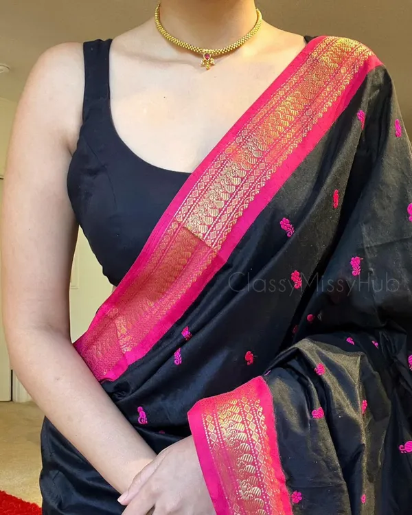 Banarasi_Soft_Silk_BLACK-PINK_Premium-Fancy_Saree_With_Blouse_For_Women