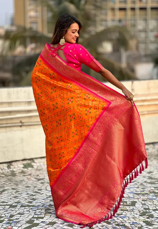 Banarasi_Soft_Silk_ORANGE-PINK_Premium-Fancy_Saree_With_Blouse_For_Women