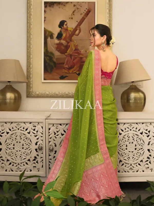 Banarasi_Soft_Silk_PARROT-MAROON_Premium-Fancy_Saree_With_Blouse_For_Women