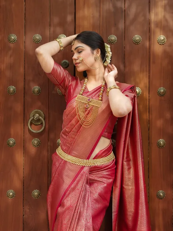 Banarasi_Soft_Silk_RED_Premium-Fancy_Saree_With_Blouse_For_Women