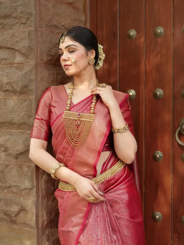 Banarasi_Soft_Silk_RED_Premium-Fancy_Saree_With_Blouse_For_Women