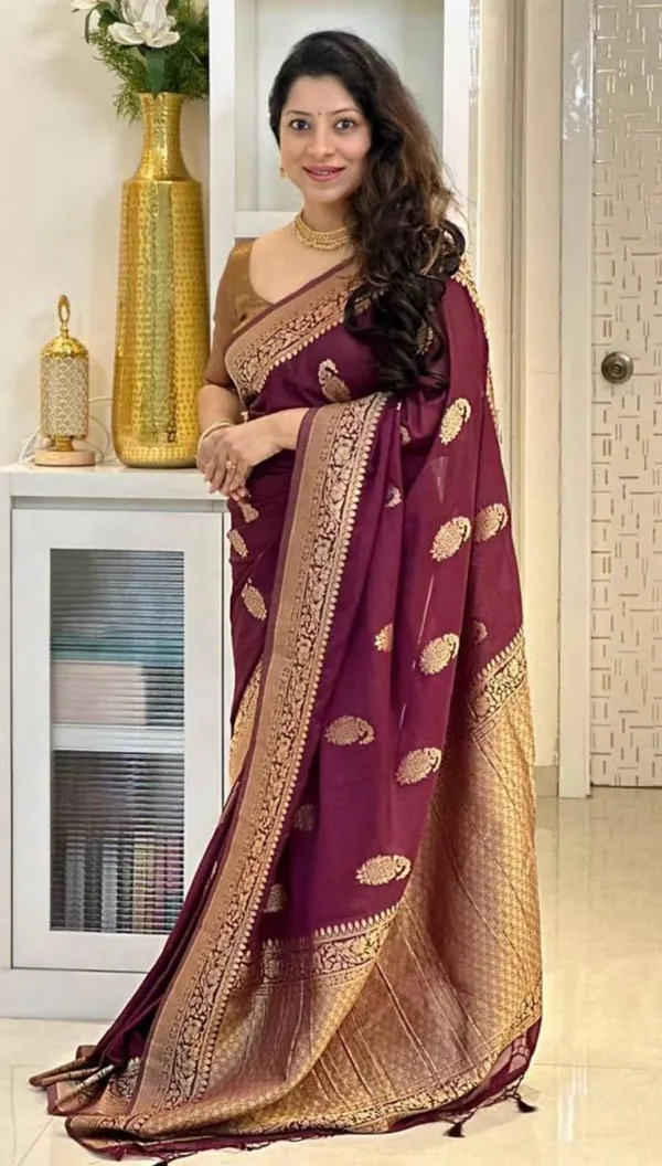 Banarasi_Soft_Silk_WINE_Premium-Fancy_Saree_With_Blouse_For_Women