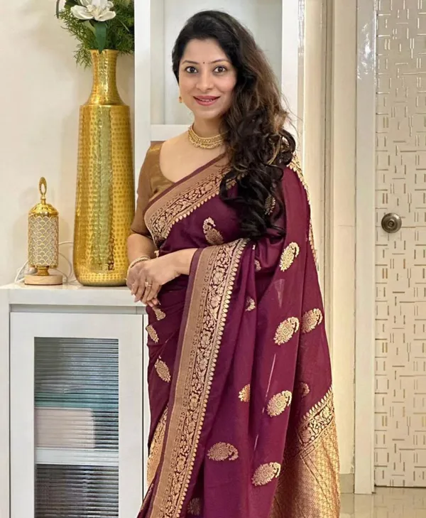 Banarasi_Soft_Silk_WINE_Premium-Fancy_Saree_With_Blouse_For_Women