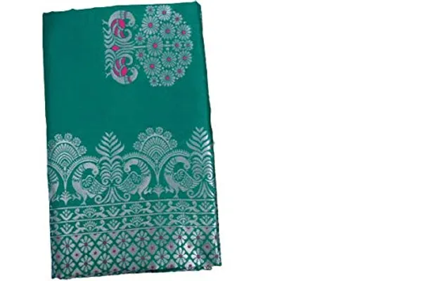 Pure_Soft_Litchi_Silk_RAMA_Premium-Fancy_Saree_With_Blouse_For_Women