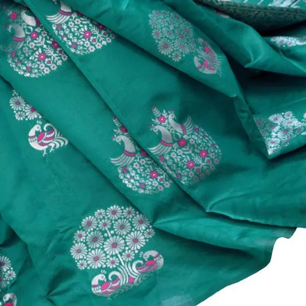 Pure_Soft_Litchi_Silk_RAMA_Premium-Fancy_Saree_With_Blouse_For_Women