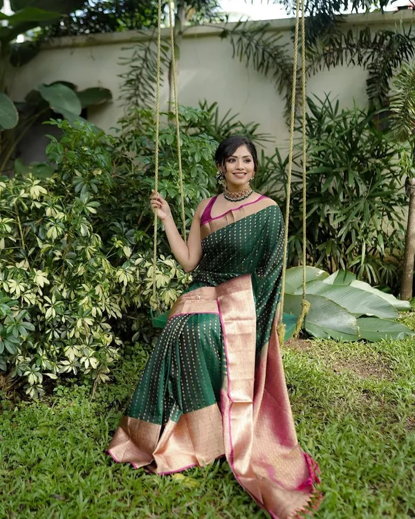 Banarasi_Soft_Silk_BOTTLE-GREEN-MAROON_Premium-Fancy_Saree_With_Blouse_For_Women