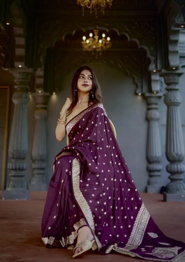 Pure_Soft_Cotton_WINE_Premium-Fancy_Saree_With_Blouse_For_Women