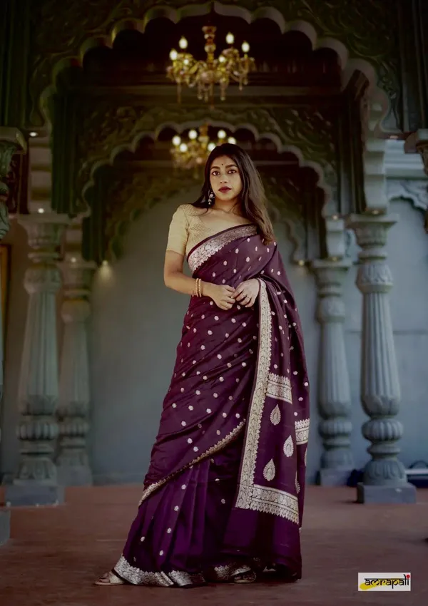 Pure_Soft_Cotton_WINE_Premium-Fancy_Saree_With_Blouse_For_Women