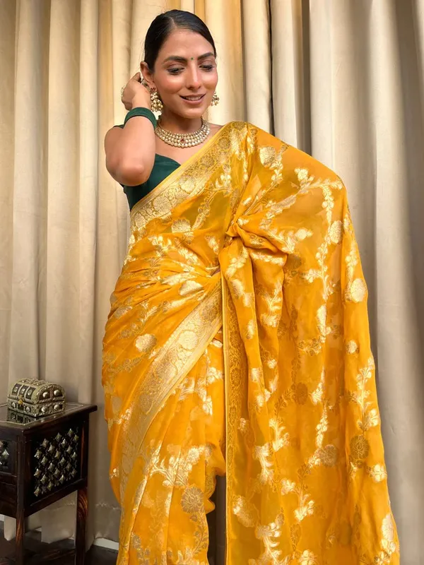 Banarasi_Soft_Silk_YELOW_Premium-Fancy_Saree_With_Blouse_For_Women