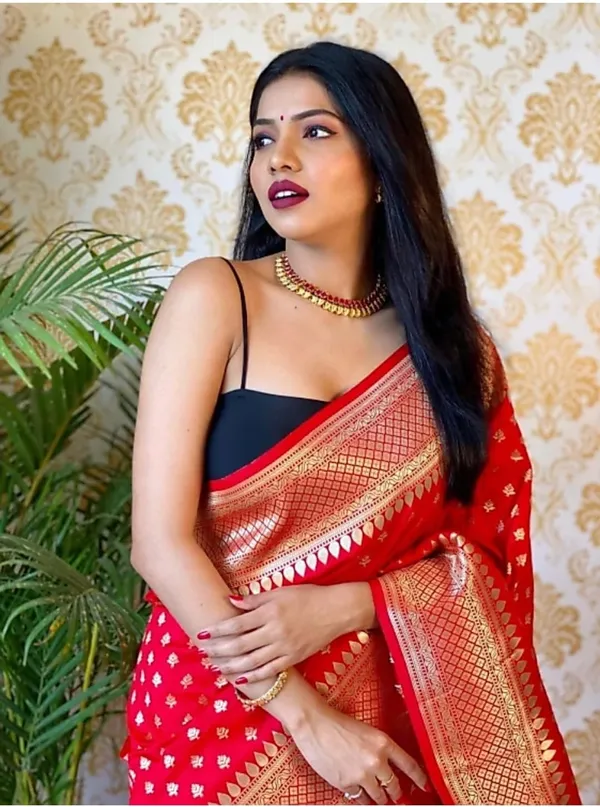 Banarasi_Soft_Silk_RED_Premium-Fancy_Saree_With_Blouse_For_Women