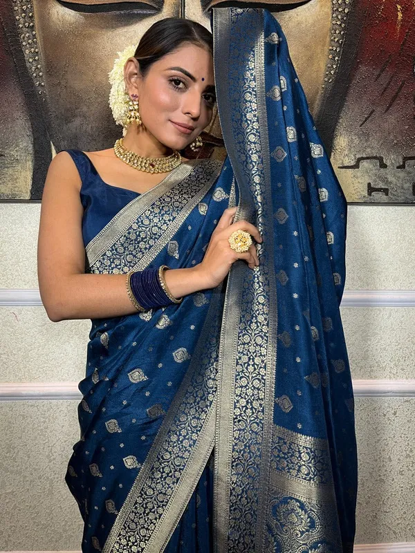 Banarasi_Soft_Silk_RAMA_Premium-Fancy_Saree_With_Blouse_For_Women