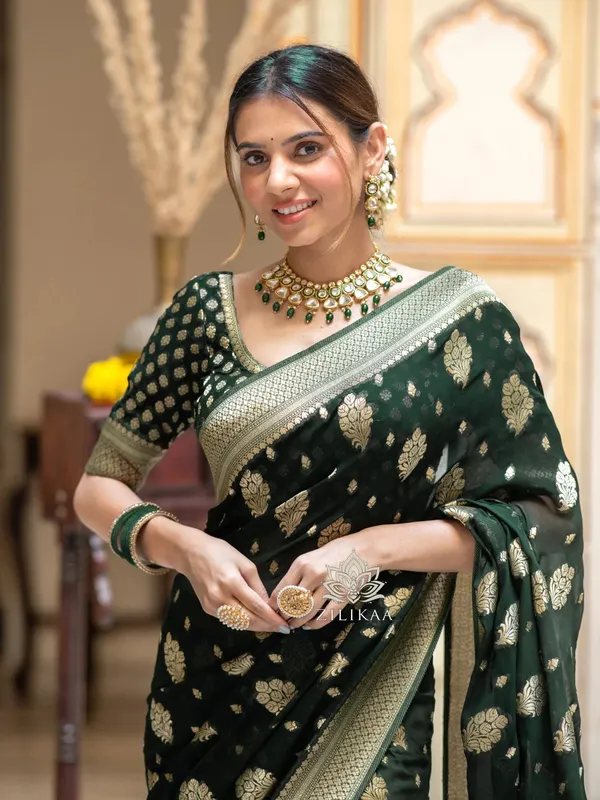 Banarasi_Soft_Silk_GREEN_Premium-Fancy_Saree_With_Blouse_For_Women