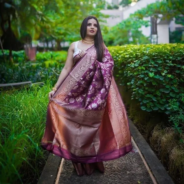 Banarasi_Soft_Silk_WINE_Premium-Fancy_Saree_With_Blouse_For_Women