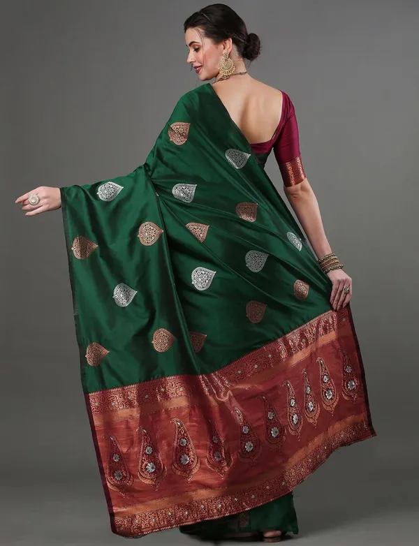 Banarasi_Soft_Silk_GREEN_Premium-Fancy_Saree_With_Blouse_For_Women