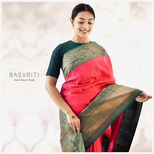 Banarasi_Soft_Silk_GAJARI-BOTTLE-GREEN_Premium-Fancy_Saree_With_Blouse_For_Women