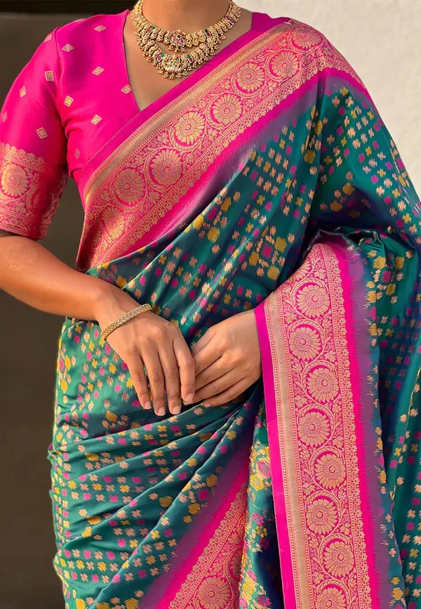 Banarasi_Soft_Silk_RAMA-PINK_Premium-Fancy_Saree_With_Blouse_For_Women