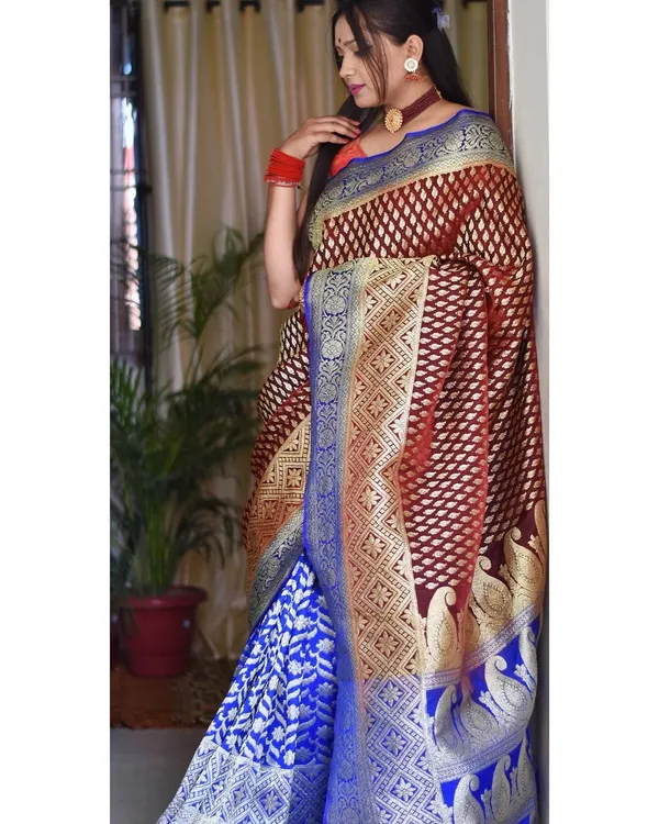 Banarasi_Soft_Silk_MAROON-ROYAL-BLUE_Premium-Fancy_Saree_With_Blouse_For_Women