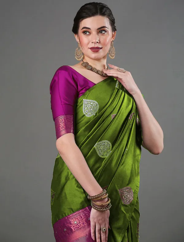 Banarasi_Soft_Silk_MAHENDI_Premium-Fancy_Saree_With_Blouse_For_Women