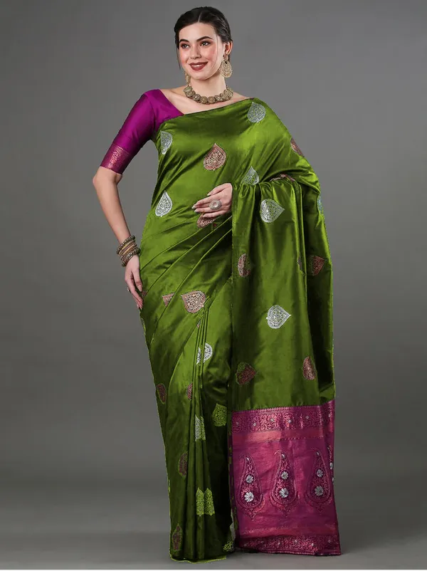 Banarasi_Soft_Silk_MAHENDI_Premium-Fancy_Saree_With_Blouse_For_Women