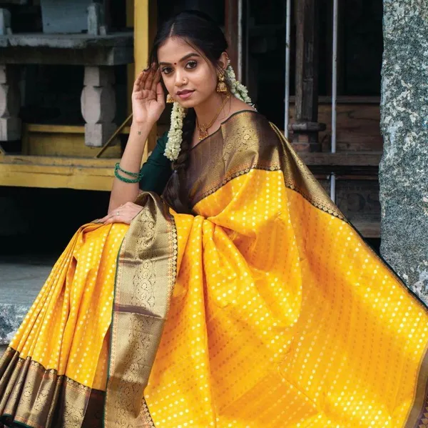 Banarasi_Soft_Silk_YELLOW-BOTTLE-GREEN_Premium-Fancy_Saree_With_Blouse_For_Women