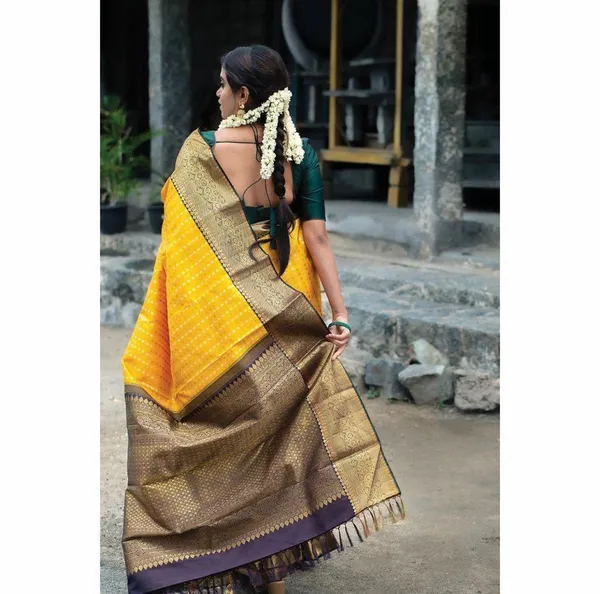 Banarasi_Soft_Silk_YELLOW-BOTTLE-GREEN_Premium-Fancy_Saree_With_Blouse_For_Women