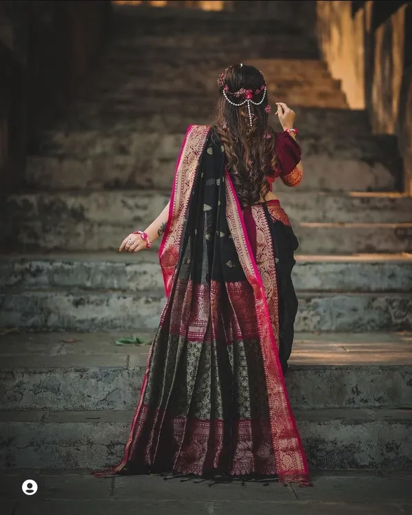 Banarasi_Soft_Silk_BLACK-MAROON_Premium-Fancy_Saree_With_Blouse_For_Women