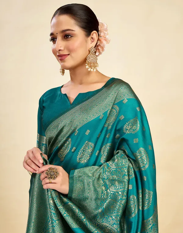 Banarasi_Soft_Silk_Rama_Premium-Fancy_Saree_With_Blouse_For_Women