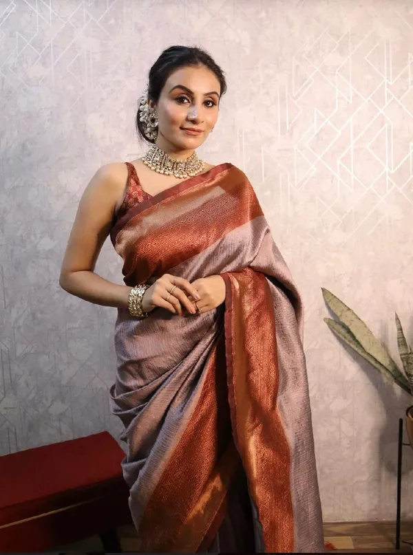 Banarasi_Soft_Silk_GREY-MAROON_Premium-Fancy_Saree_With_Blouse_For_Women