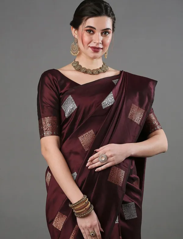 Banarasi_Soft_Silk_WINE_Premium-Fancy_Saree_With_Blouse_For_Women