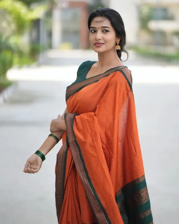 Banarasi_Soft_Silk_ORANGE_Premium-Fancy_Saree_With_Blouse_For_Women
