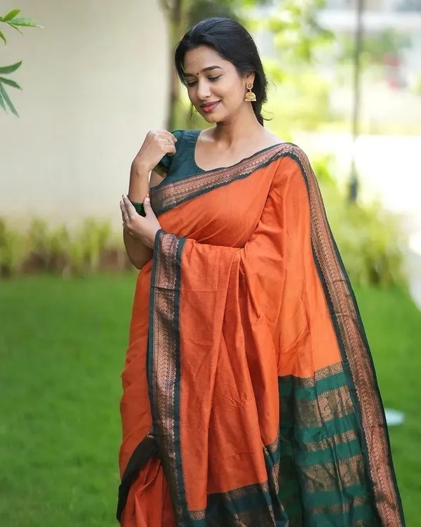 Banarasi_Soft_Silk_ORANGE_Premium-Fancy_Saree_With_Blouse_For_Women