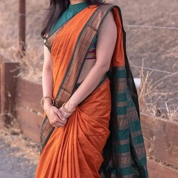 Banarasi_Soft_Silk_ORANGE_Premium-Fancy_Saree_With_Blouse_For_Women
