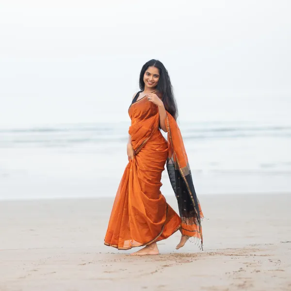 Banarasi_Soft_Silk_ORANGE-BLACK_Premium-Fancy_Saree_With_Blouse_For_Women