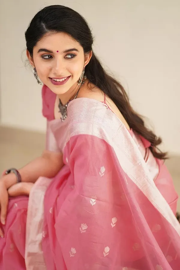 Pure_Soft_Cotton_PINK_Premium-Fancy_Saree_With_Blouse_For_Women