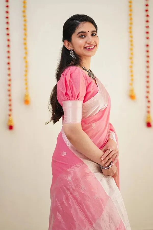 Pure_Soft_Cotton_PINK_Premium-Fancy_Saree_With_Blouse_For_Women