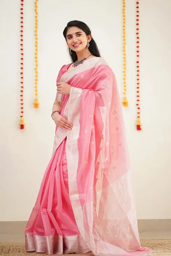 Pure_Soft_Cotton_PINK_Premium-Fancy_Saree_With_Blouse_For_Women