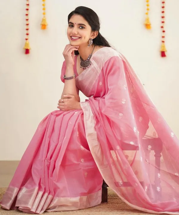 Pure_Soft_Cotton_PINK_Premium-Fancy_Saree_With_Blouse_For_Women