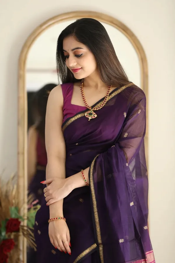 Pure_Soft_Cotton_Wine_And_Rani_Premium-Fancy_Saree_With_Blouse_For_Women