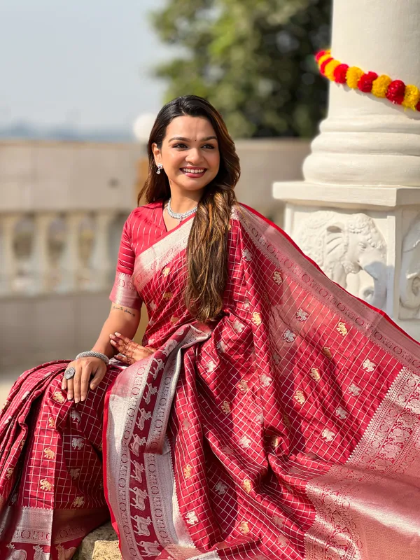 Banarasi_Soft_Silk_RED_Premium-Fancy_Saree_With_Blouse_For_Women
